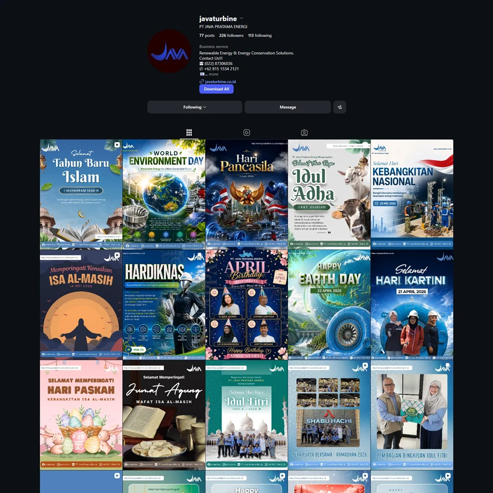 Javaturbine Social Media Design